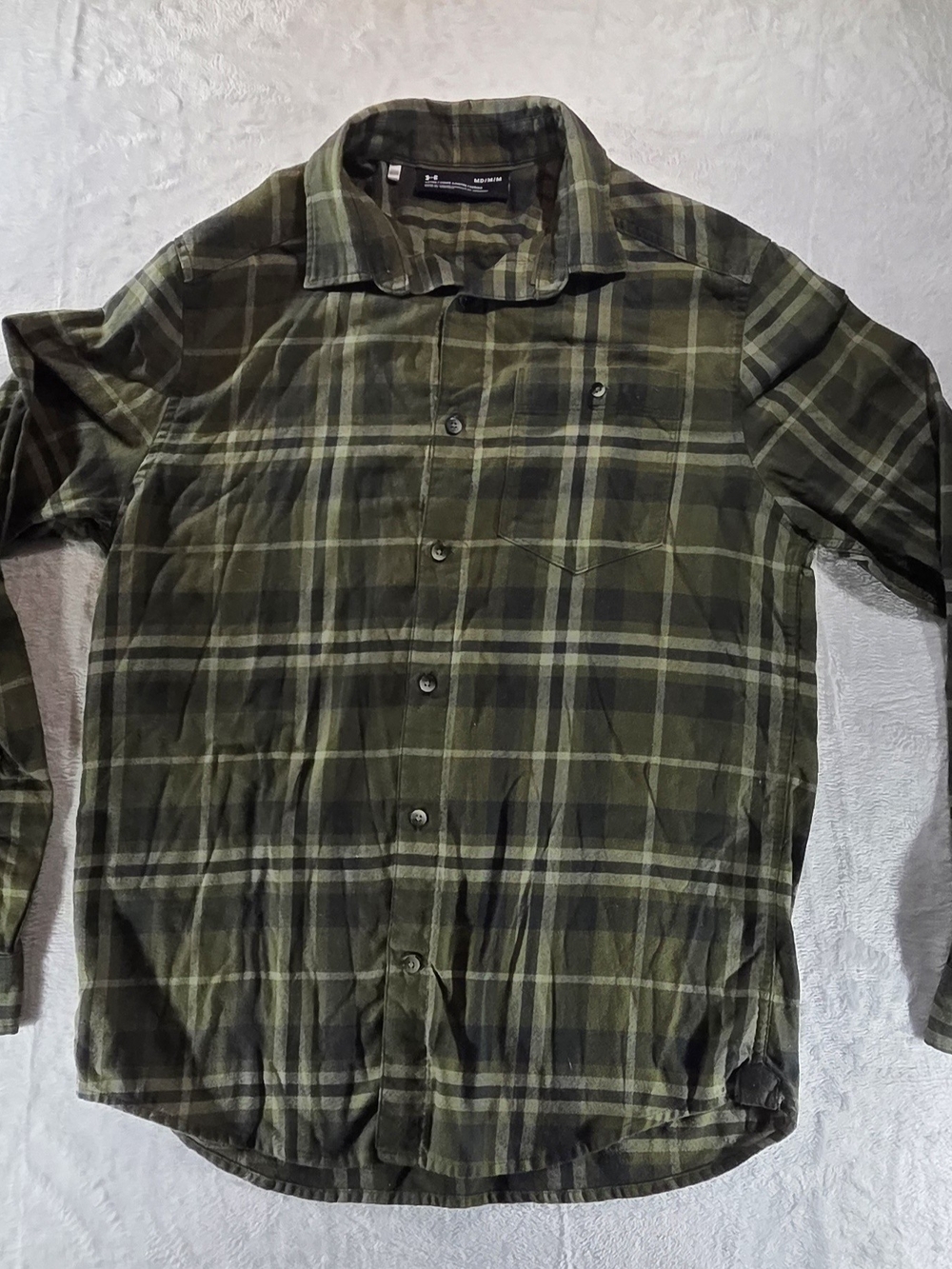 Under Armour Tradesman Flex Flannel olive green plaid Mens M - 0095